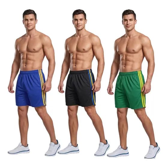 Kit 3 Shorts Masculinos Esportivos Brasil Academia Treino Futebol Leve Confortável