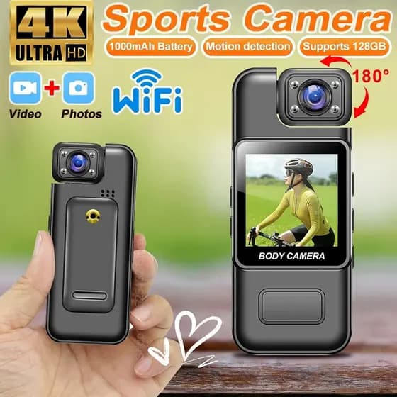 Com WiFi 4K Mini Câmera Portátil Gravador De Vídeo Digital Polícia Corpo Cam Visão Noturna Infravermelha Esportes DV Peq