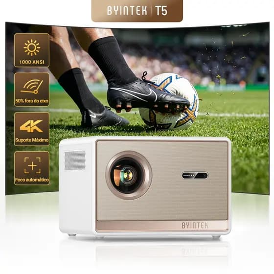 BYINTEK T5 Full HD 1080P Projetor 4K 1000ANSI Android WiFi 6 Foco Automático Profissional Baixo De Home Theater Para Víd