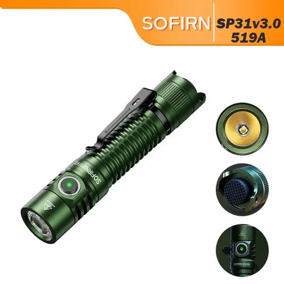 Lanterna De Bolso Sofirn SP31V3.0 Recarregável , Tática De Alto Lúmen De 1200 Com LED Potente , Interruptores Duplos E C