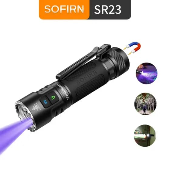 SOFIRN SR23 3300 lm Branco + 365 nm UV USB-C 21700 Lanterna Magnética Recarregável De Ultrapotência