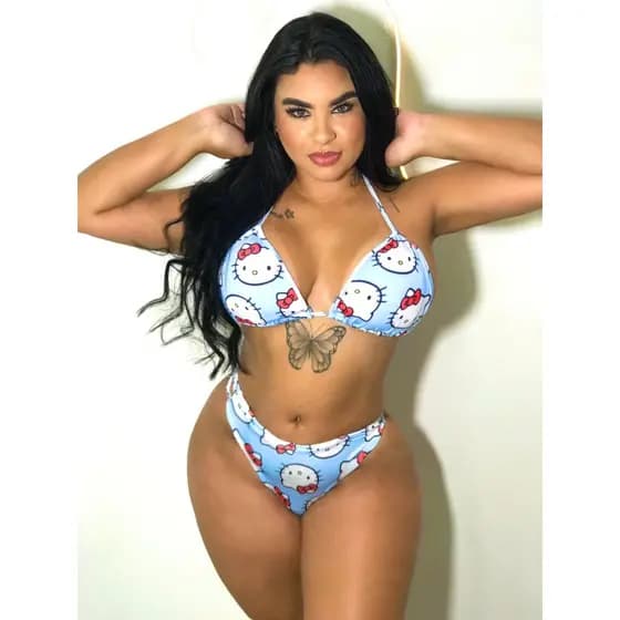 BIQUINI CORTININHA PERSONAGENS AZUL