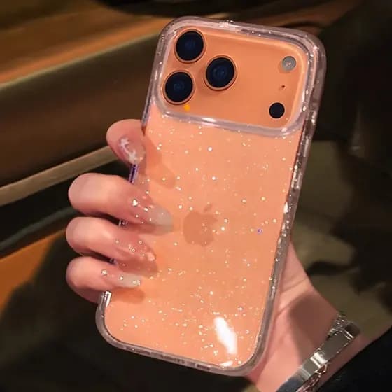 Capinha Capa Para IPhone 17 Pro 17 Pro Max Brilho Siicone Transparente Brilhosa Glitter pr