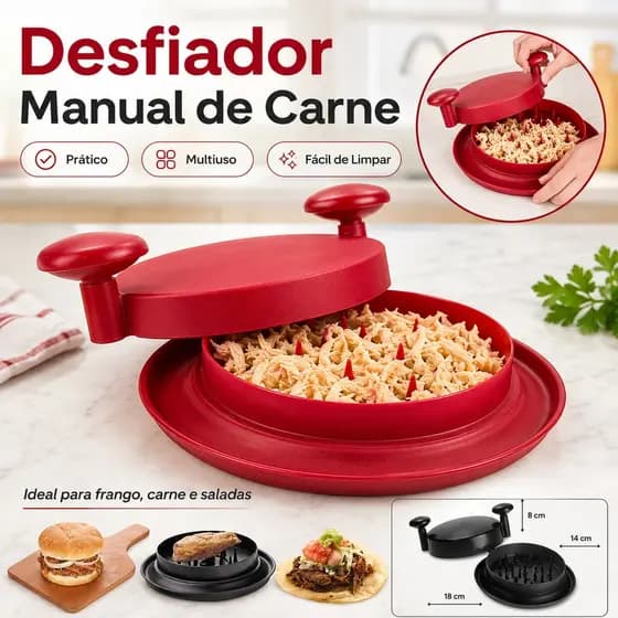 Desfiador Triturador de Frango Manual com Tampa e Pegadores Triturador de Carne Legumes Alho e Saladas