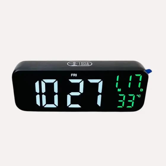 Relógio De Mesa Digital LED Touch Com Alarme, Data e Temperatura Bivolt 110/220V Preto