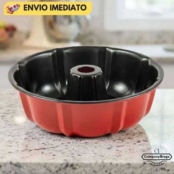 Forma De Bolo Antiaderente vermelha Forma De Pudim Antiaderente Vermelha