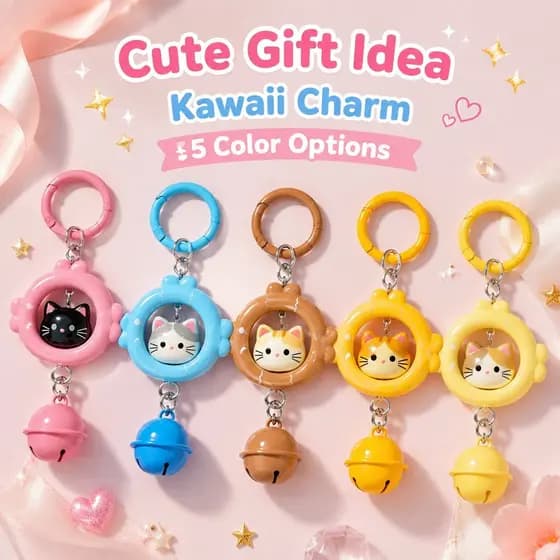 Uso Doméstico Cor Gato Sino Pingente 3D Charme Pequeno Para Saco Decoração Chaveiro DIY Necessidades De Animais De Estim