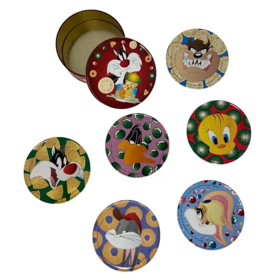 Kit 6 Bolacha Porta Copo Looney Tunes Descanso Cortiça Colorido