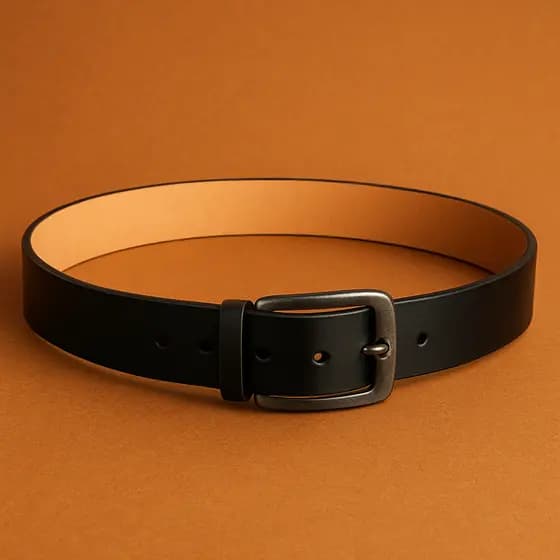 Cinto de Couro Masculino Legítimo Preto 3cm de Largura com Fivela Quadrada Fumê Cinto Masculino