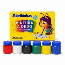 Pintura a Dedo Acrilex 6 Cores 15ml Infantil Não Tóxica
