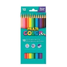 Lápis de Cor Multicolor 12 Cores Ponta Resistente Ecológico