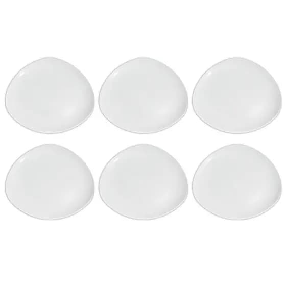 Kit 6 Pratos Rasos Triangular de Melamina Premium Branco 19,1cm Leve Resistente Uso Diário – Bestfer