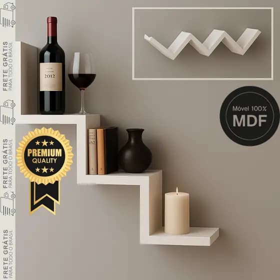 Nicho W 100% MDF Branco P/ Sala Livros Quarto Luxo Decor