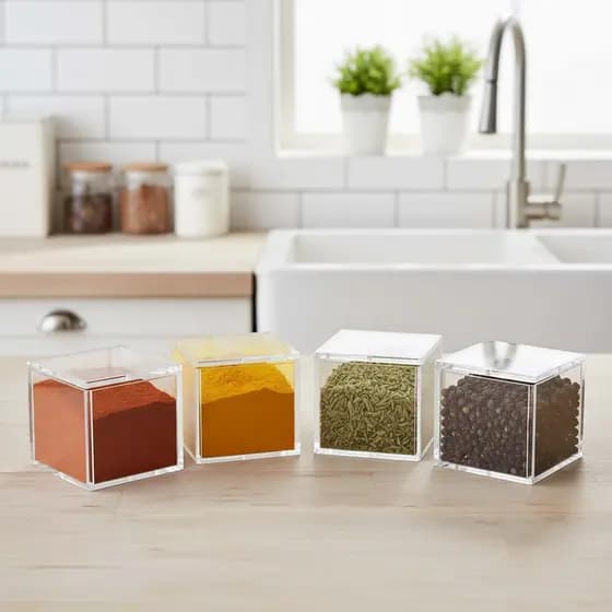 Kit 9 Caixas de Acrílico 5x5x5 com Tampa Articulada P/ Lembrancinha Doces e Tempero Resistente
