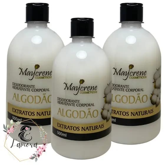 Kit 3 Creme Hidratante Corporal algodao 500g Maycrene