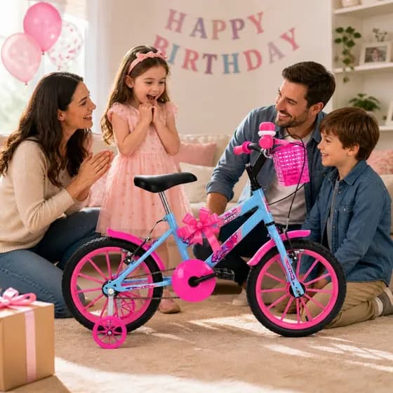 Bicicleta Infantil Aro 16 Rosa Menina com Rodinha e Para Lama Ultrabike Feminina