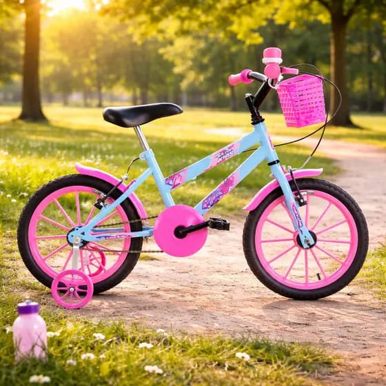 Bicicleta Infantil Aro 16 Rosa Menina com Rodinha e Para Lama Ultrabike Feminina
