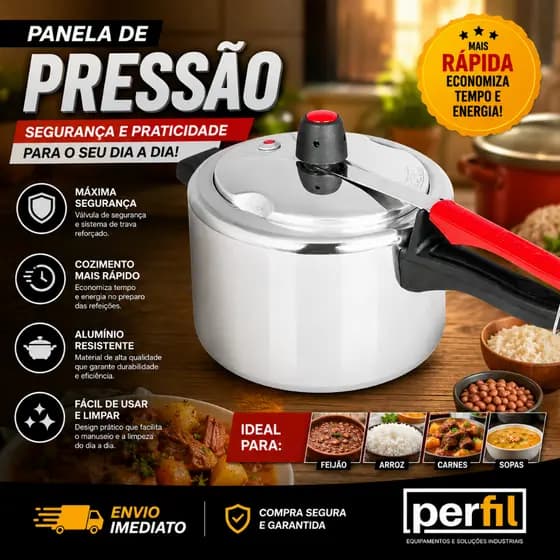 Panela de Pressão 4 Litros Clock Alta Durabilidade e Resistente