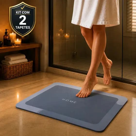 Kit 2 Tapete Mágico para Banheiro de Secagem Rápida e Super Absorvente Ideal para Chuveiro Cozinha e Varanda