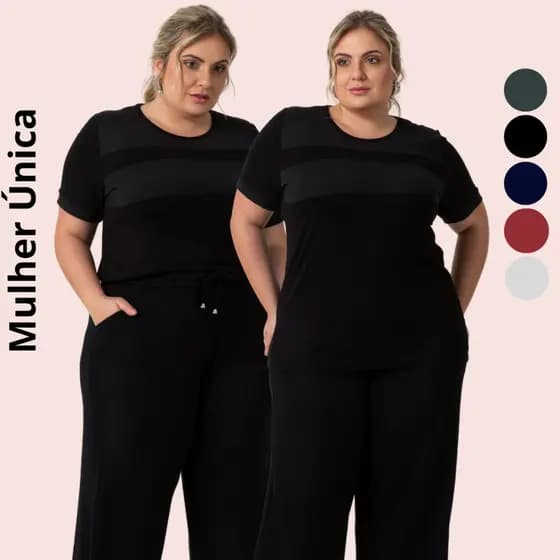Blusa Feminina Plus Size Com Detalhes Tamanhos Grandes Moderna 103711-A