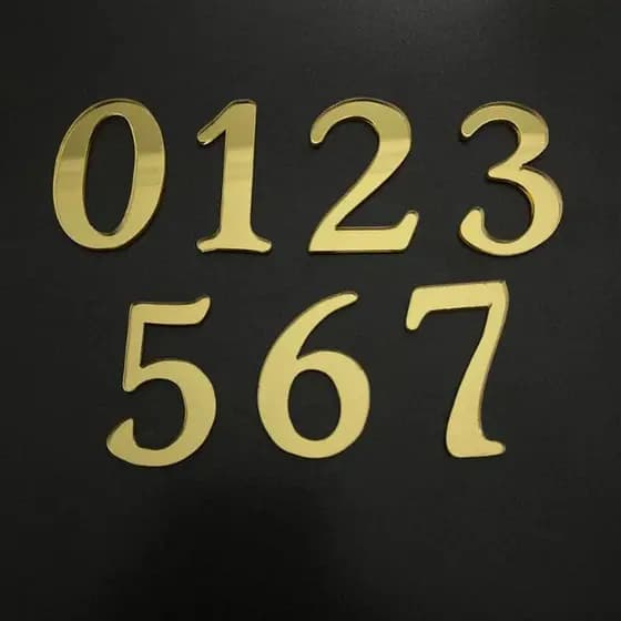 Aplique Números 1 ao 9 em Acrílico Espelhado Dourado- Kit 20,30,40 Unidades