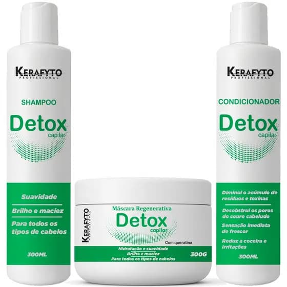 Kit Detox Capilar Kerafyto | Limpeza Profunda, Frescor Imediato e Renovação dos Fios! 💚