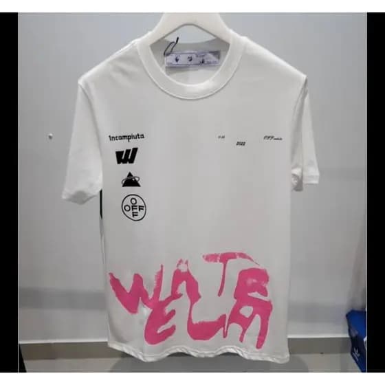 Alta Qualidade Masculino Feminino Em Torno Do Pescoço Manga Curta Moda Grande graffiti Padrão Impressão Pronto Estoque P
