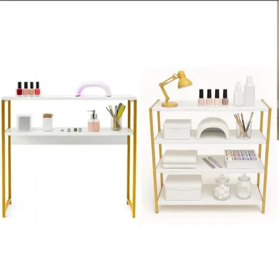 Kit Mesa Desk Industrial + Prateleira 4 Níveis Metalon 15mm MDF Branco Home Office