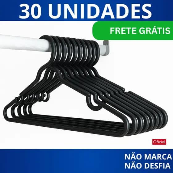 Cabide Adulto Preto Kit Cabides Reforçado Organizar Roupas Reforço