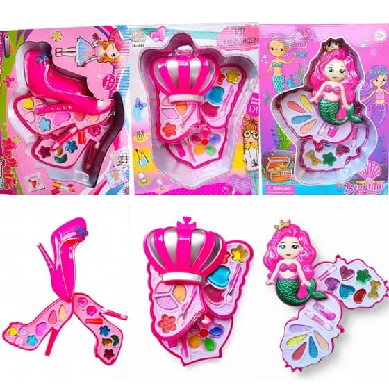 Kit Maquiagem Infantil Princesa Pincel Batom DIversas Cores.