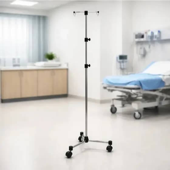 Suporte Para Soro em Aço Inox com Rodas Portátil Profissional Tripé Pedestal