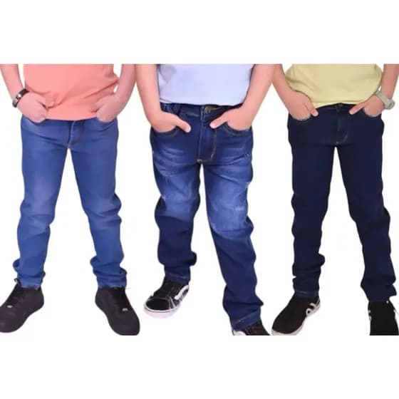 kit 3 calça jeans com elastano, infantil e juvenil com ajuste!