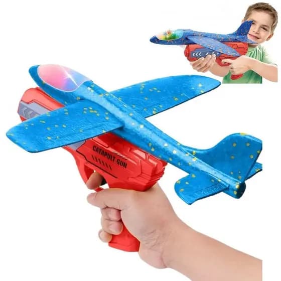 Lançador De Avião(COM LUZ) Planador Brinquedo Infantil De Espuma Catapulta Angelina Shop
