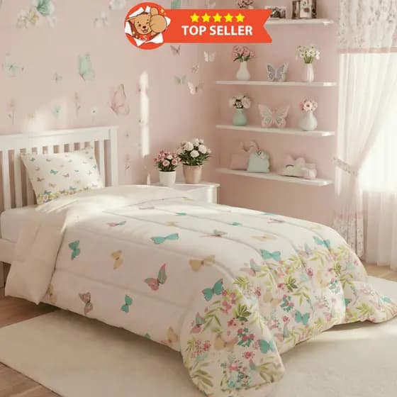 Edredom Infantil Solteiro 2 PC 400 Fios (PREMIUM) Grosso Quente e Muito Macio para Meninas