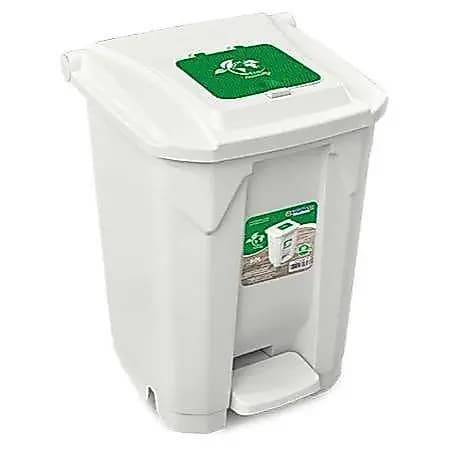 Lixeira 60 Litros Com Roda e Pedal Com Tampa Click Branca Arqplast