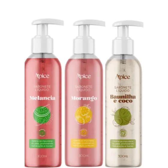 Ápice Sabonete Líquido Corporal - Morango, Melancia e Baunilha e Coco - 300ML