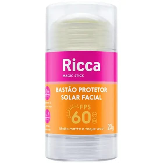 Ricca Bastão Protetor Solar Facial FPS60 Efeito Matte - 20g