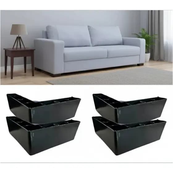 Kit com 4 Pés Cantoneira de 5cm Marom/ Preto Ideal para Sofá e Móveis, Acompanha Parafusos para Instalação Rápida