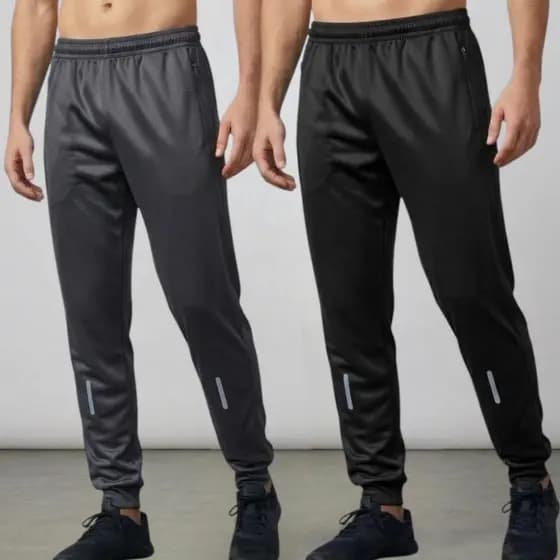 Combo 2 Calças Academia Masculina Adulta Com Bolso Zíper Flanelada Jogger Calça Slim Fit Conforto e Estilo