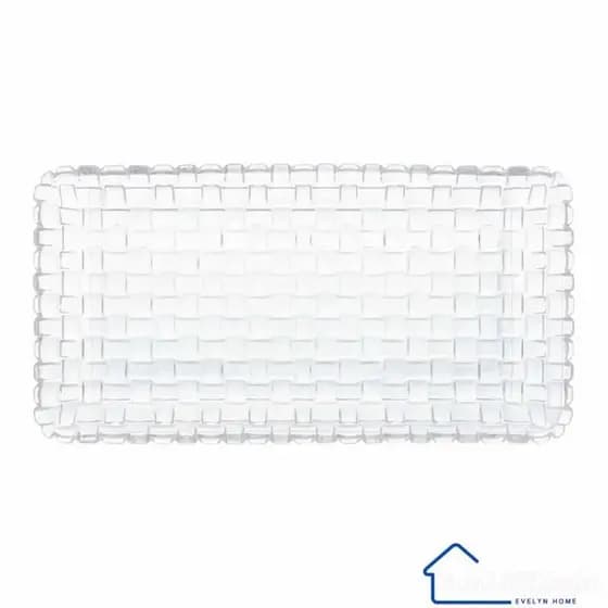 Kit 2 Travessas de Cristal Retangular – Bandejas de Vidro Diamante para Bolo, Rocambole e Petiscos