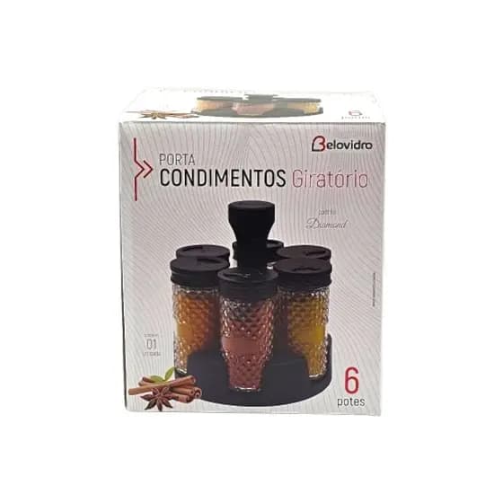 Porta Condimentos base Giratória 6 Potes utio