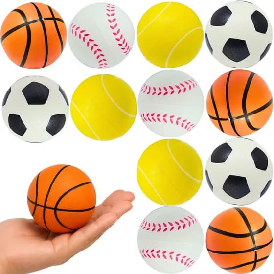 Kit 12 Squishy Bolinha Bolas Esportivas Anti Stress Massagem Fisioterapia Brinquedo Apertar Espuma