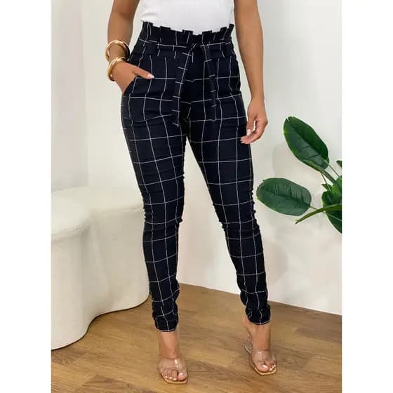 Calça Bengaline Cintura Alta Com Laço
