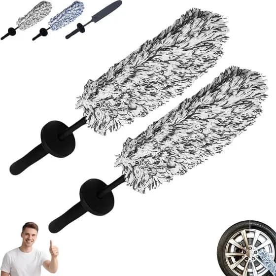 Escova De Roda De Microfibra Sem Arranhões , Cabo Longo , Limpador Carro Para Detalhamento De Aro