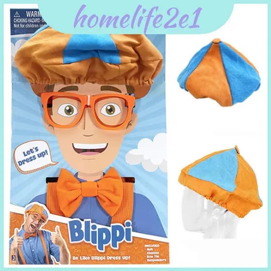 Chapéu Blippi Laranja Brilhante E Azul Para Crianças , Perfeito Festas De Aniversário Família Divertida