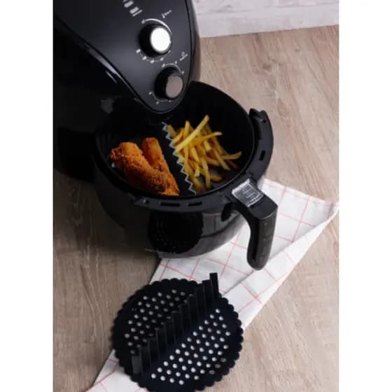 Tapete Protetor de Silicone para Air Fryer com Divisória Redondo 18cm Preto Lyor