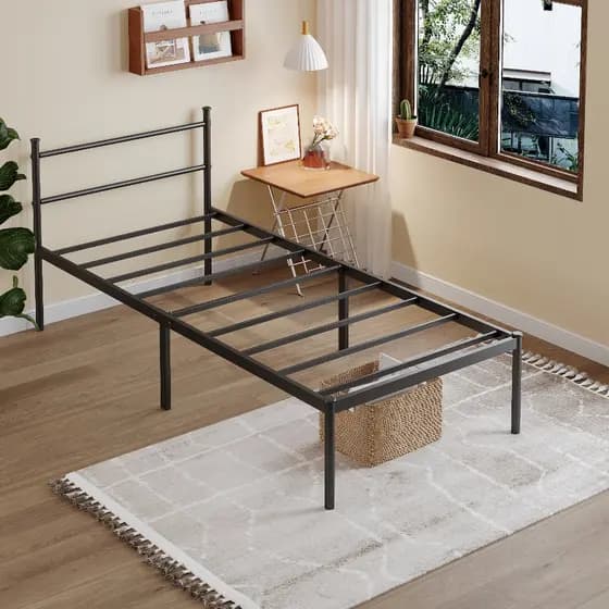 Estrado De Metal Para Cama de Solteiro/Cama De Casal, Fácil De Instalar e Dobrável Com Suportes De Ripas De Aço