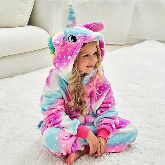 Pijama de Unicórnio Rosa Infantil de Menina