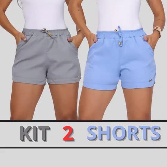 Short curto feminino, Kit com 2 peças, bermuda feminina curtinha, básica e confortável
