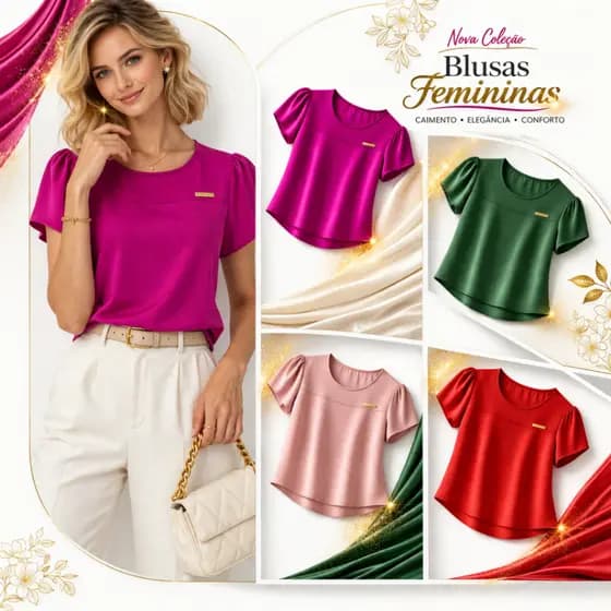 Blusa Feminina Soltinha Moda Feminina Manga Curta